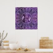 Reiki Symbole und Heilkräfte auf lila Licht Poster (Küche)
