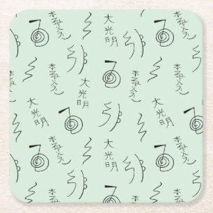 Reiki Symbols Pattern - Reiki Healing Rechteckiger Pappuntersetzer