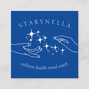 Reiki Therapy Navy White Stars Energy Hands Quadratische Visitenkarte