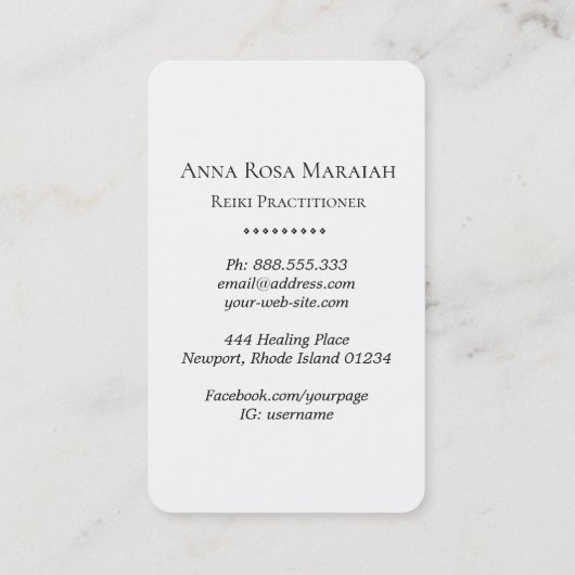 *~* Reiki Yoga Floral Heart Lotus Blume Visitenkarte (Rückseite)