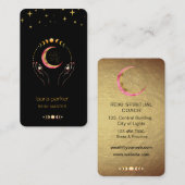 Reiki Yoga Healing Hands Crescent Moon Phases Myst Visitenkarte (Vorne/Hinten)