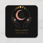 Reiki Yoga Healing Hands Crescent Moon Phases Quadratische Visitenkarte (Vorderseite)