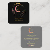 Reiki Yoga Healing Hands Crescent Moon Phases Quadratische Visitenkarte (Vorne/Hinten)