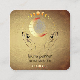 Reiki Yoga Heilende Hände Mondphasen Quadratische Visitenkarte