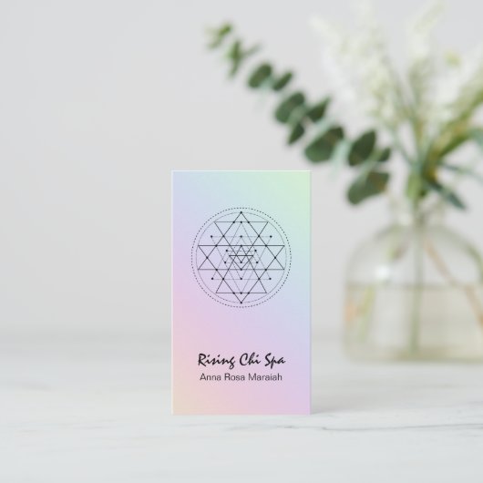 *~* Reiki Yoga Rainbow Sacred Geometel Pastel Visitenkarte (Stehend Vorderseite)