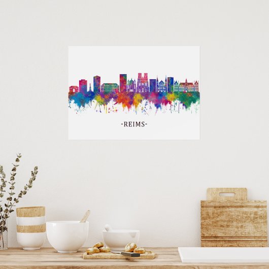 Reims France Skyline Poster (Küche)