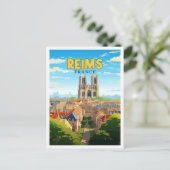 Reims France Vintage Reise Illustration Postkarte (Stehend Vorderseite)