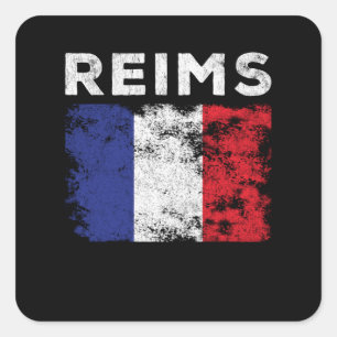 Reims Frankreich Flagge Französisches Souvenir Quadratischer Aufkleber