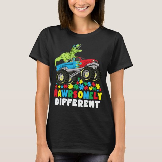 Rein anders als der Rex Monster Truck Autismus T-Shirt (Vorderseite)