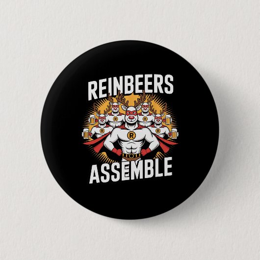 Reinbeers Emble Funny Drink Rentier Button (Vorderseite)