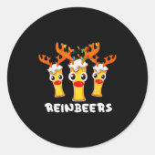 Reinbeers Funny Reindeer Beer Christmas Drinking X Runder Aufkleber (Vorderseite)