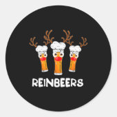 Reinbeers Funny Reindeer Beer Christmas Drinking X Runder Aufkleber (Vorderseite)