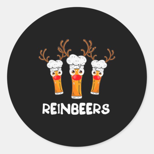 Reinbeers Funny Reindeer Beer Christmas Drinking X Runder Aufkleber (Vorderseite)