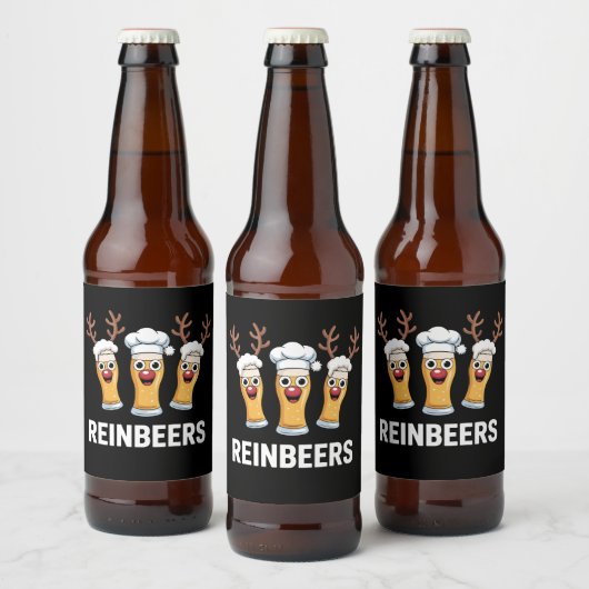 Reinbeers Funny Reindeer Beer Weihnachtsgetränk Bierflaschenetikett (Flaschen)