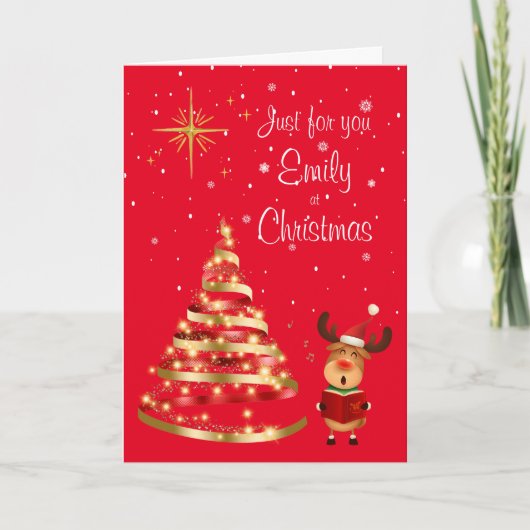 Reindee Christmas Carol Singer Grußkarte Karte (Vorderseite)