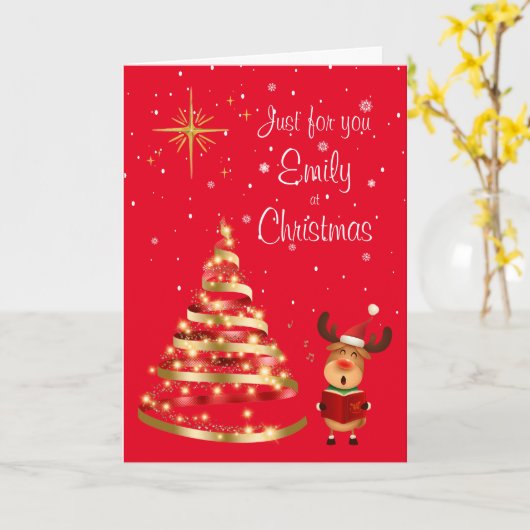 Reindee Christmas Carol Singer Grußkarte Karte (Gelbe Blume)