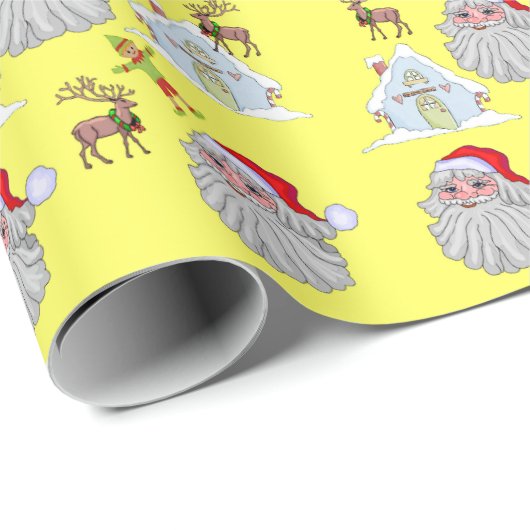 Reindee Christmas Santa Claus Elf Wrapping Paper Geschenkpapier (Rolleneckpunkt)