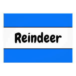 REINDEE Fun Bright Blue White Holiday Streifen Fotodruck