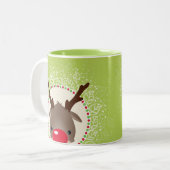 REINDEE PEEKING niedliche rote Nase rudolph Kalkgr Zweifarbige Tasse (Vorderseite Links)