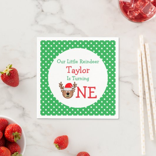 Reindeer 1. Geburtstag Serviette (Beispiel)