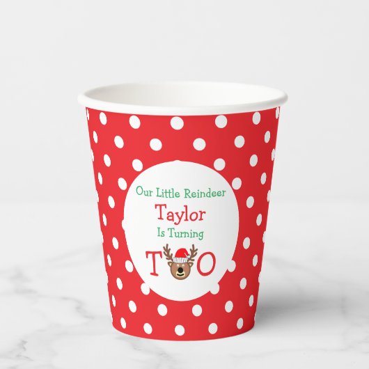 Reindeer 2. Geburtstag Pappbecher (Vorderseite)