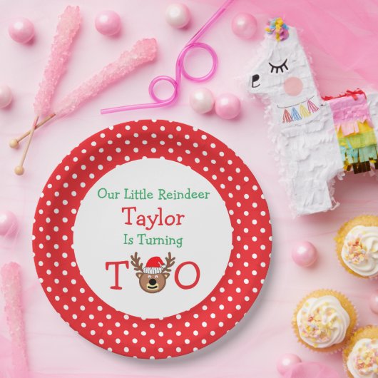 Reindeer 2. Geburtstag Pappteller (Party)