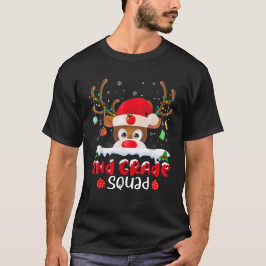 Reindeer 2nd Grade Squad Christmas School Matching T-Shirt (Vorderseite)