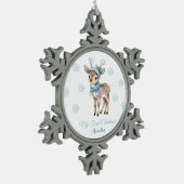 Reindeer A 1. Weihnachten Schneeflocken Zinn-Ornament (Links)