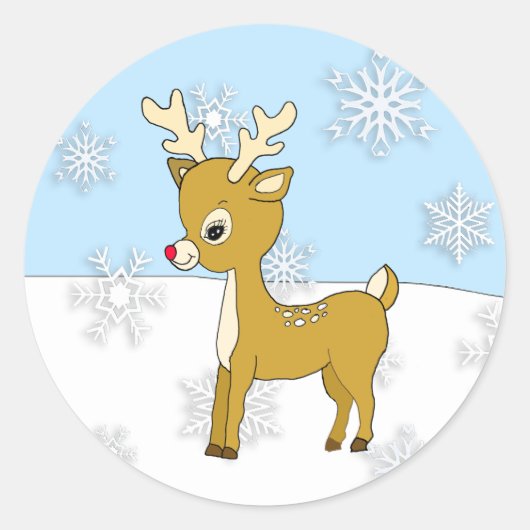 Reindeer am Wintery Day Runder Aufkleber (Vorderseite)