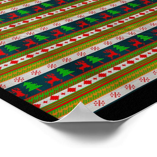 Reindeer And Christmas Tree Knit Pattern  Poster (Ecke)