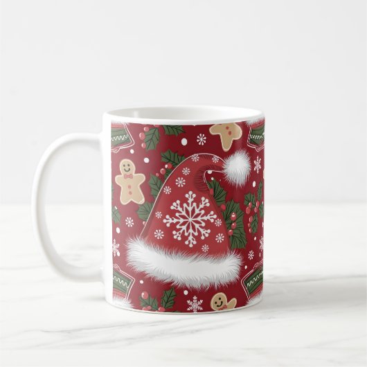 Reindeer and Holly Christmas Design Kaffeetasse (Links)