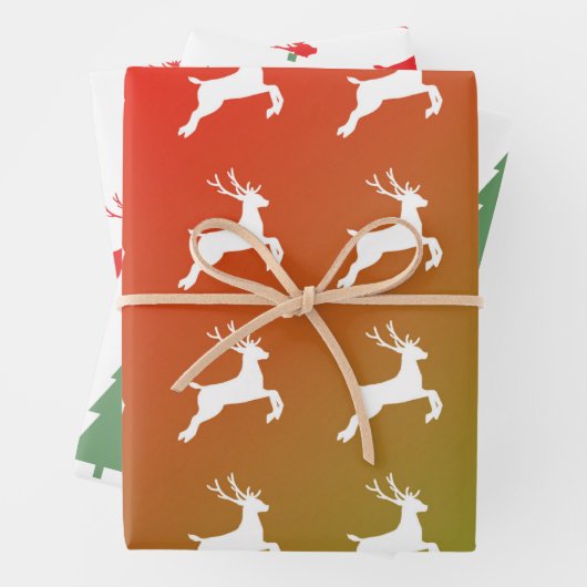 Reindeer And Trees Christmas Pattern Gift Wrapping Geschenkpapier Set (Beispiel)