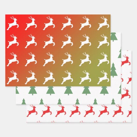 Reindeer And Trees Christmas Pattern Gift Wrapping Geschenkpapier Set (Set)