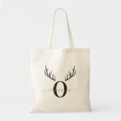 Reindeer Antler | Elegant Monogram Christmas Tragetasche (Vorne)