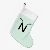 Reindeer Antler | Minze Green Christmas Monogram Kleiner Weihnachtsstrumpf (Vorderansicht (hängend))
