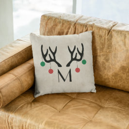Reindeer Antlers Modern Christmas Monogram Kissen