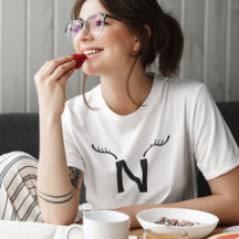 Reindeer Antlers Modern Initial Christmas Monogram