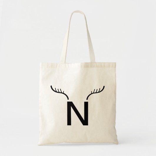 Reindeer Antlers Modern Initial Christmas Monogram Tragetasche (Vorne)