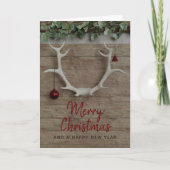 Reindeer Antlers Non Foto Weihnachtskarte Einladung (Vorderseite)