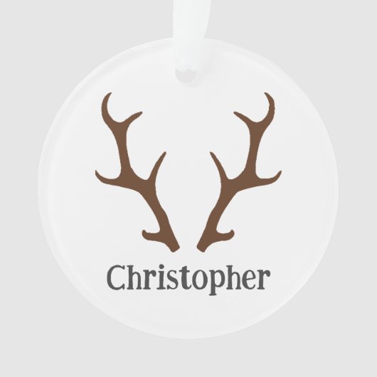 Reindeer Antlers Personalisiert Name Holiday Ornament (Vorderseite)