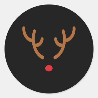 Reindeer Antlers Red Nose Runder Aufkleber