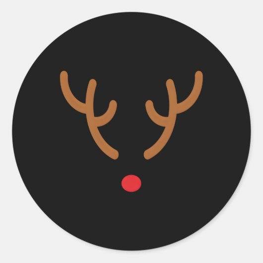 Reindeer Antlers Red Nose Runder Aufkleber (Vorderseite)