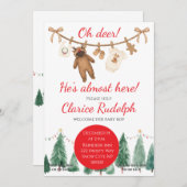 Reindeer Baby Shower Invitation Einladung (Vorne/Hinten)