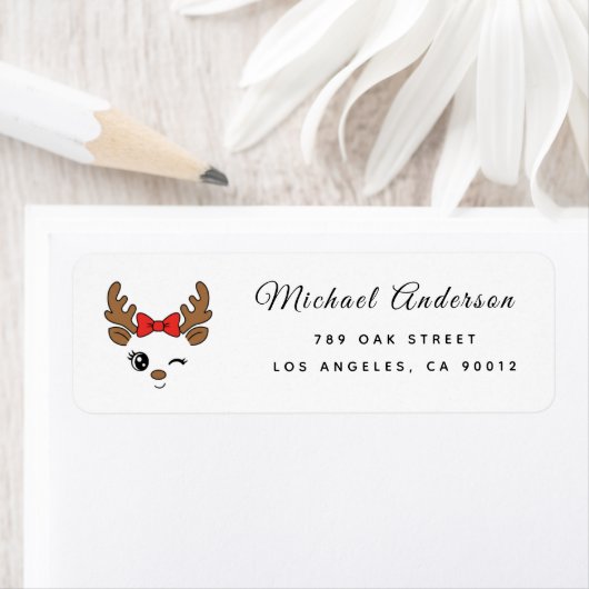  Reindeer Baby Shower Return Address Label (Insitu)