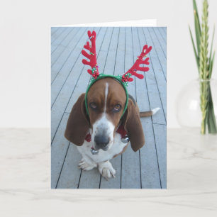 Reindeer Basset Weihnachtskarte Feiertagskarte