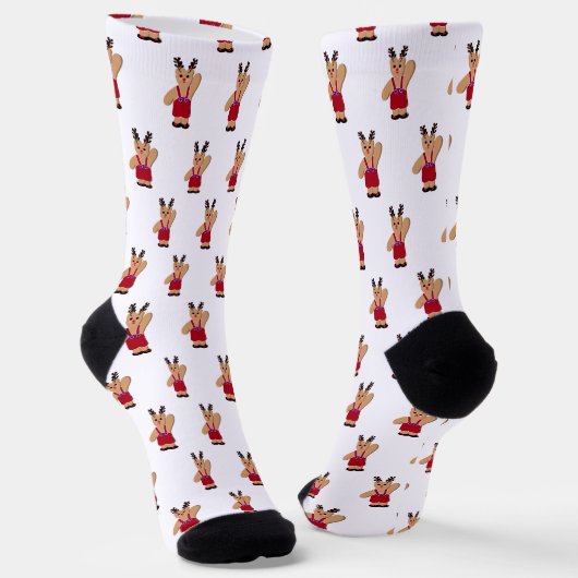 Reindeer Bear Christmas Socken (Gewinkelt)