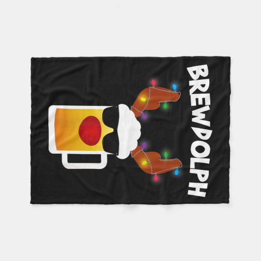 Reindeer Beer Rudolph Brewdolph Funny Christmas Fleecedecke (Vorderseite (Horizontal))