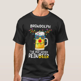 Reindeer Beer Rudolph Brewdolph Funny Christmas Pa T-Shirt