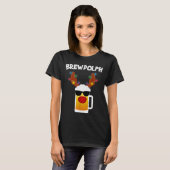 Reindeer Beer Rudolph Brewdolph Funny Christmas T-Shirt (Vorne ganz)