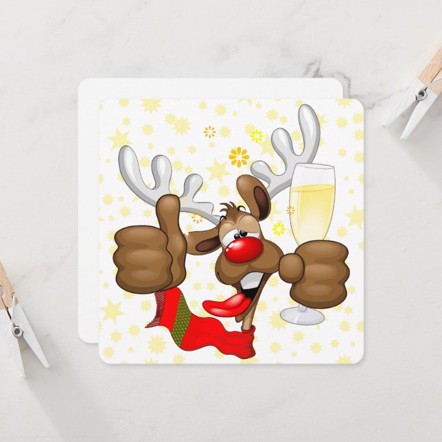 Reindeer Betrunken Funny Christmas Character (Vorderseite/Rückseite Beispiel)